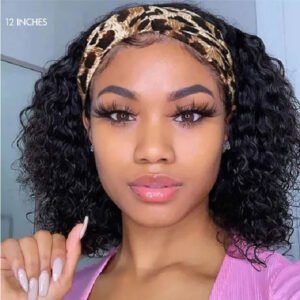 curly bob headband wig